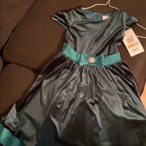 Blue /green dark ball gown dress.